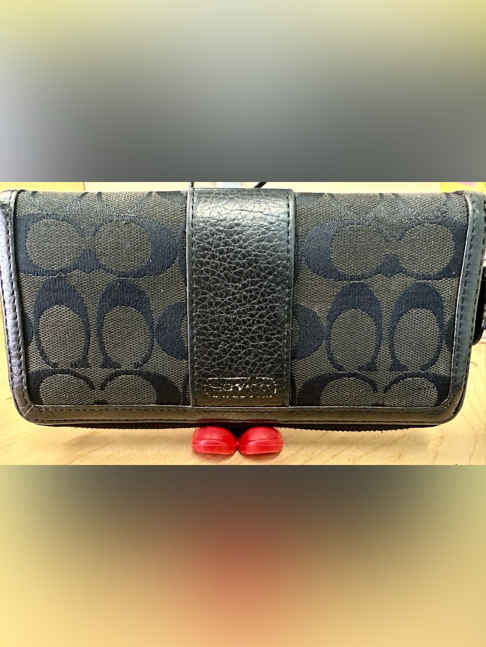Coach Signature Black Canvas & Leather Checkbook Wallet 🖤